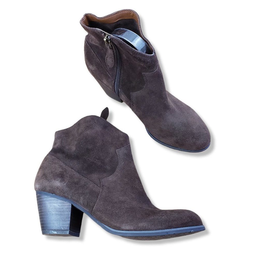 Franco Sarto Brown Suede Hutch Heeled Ankle Booties Size 9M